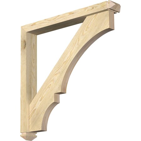 Balboa Arts And Crafts Rough Sawn Bracket W/ Offset Brace, Douglas Fir, 4W X 30D X 30H